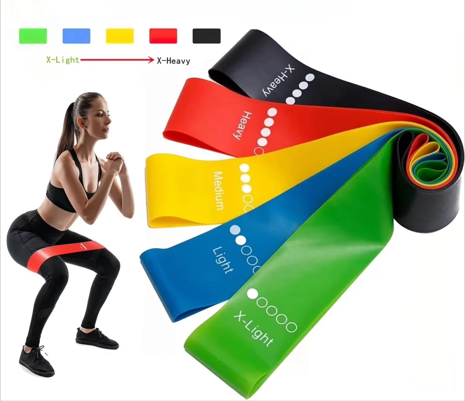 Crossfit Training Gear - 5-stufige tragbare Fitness-Trainingsausrüstung: Widerstandsbänder aus Gummi